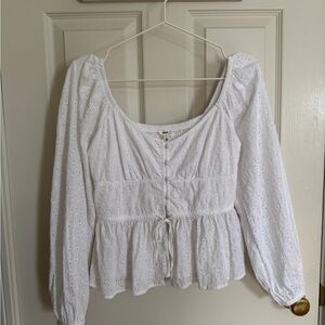 White Eyelet Long Sleeve Blouse